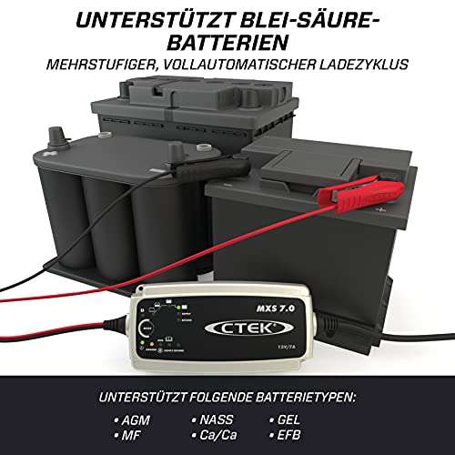 CTEK MXS 7.0, Batterieladegerät 12V, 7A, geeignet für 14–225 Ah, Pkw, LKW, Wohnwagen.., Versorgungsfunktion, Rekonditionierung & Winterprogr