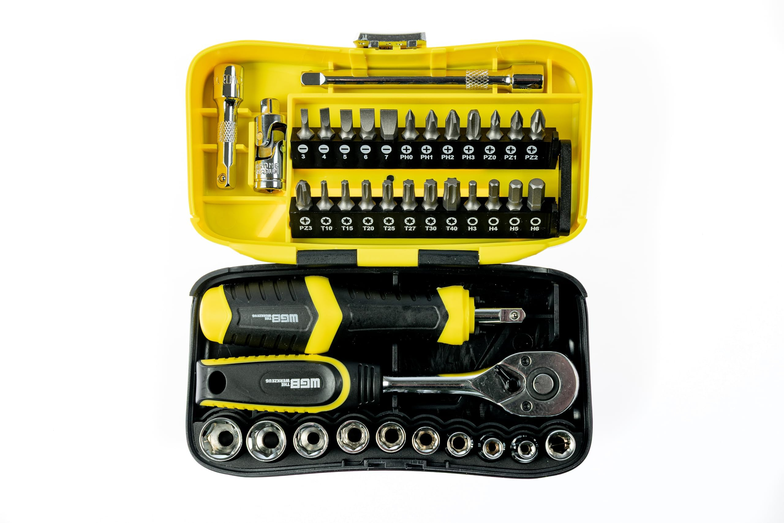 WGB Das Werkzeug 39-tlg. Steckschlüsselsatz 1/4" mit Umschaltknarre & 24 Bits für 24,94€ (Prime)
