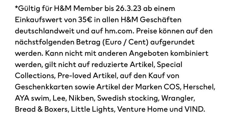 [H&M Member] 20% Rabatt auf ALLES ab 35€ MBW