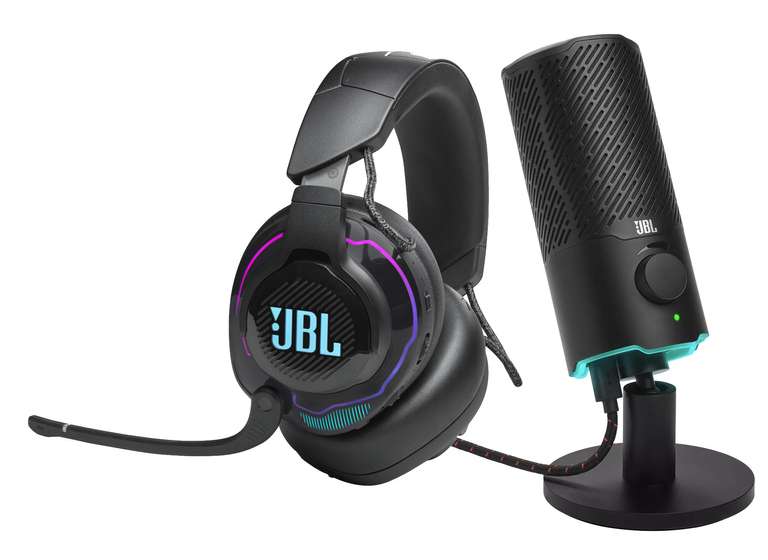 Bundle: JBL Quantum 910 Wireless Gaming Headset (Over-Ear, ANC, Funk & Bluetooth) + Quantum Stream USB-Mikrofon (Kondensator)