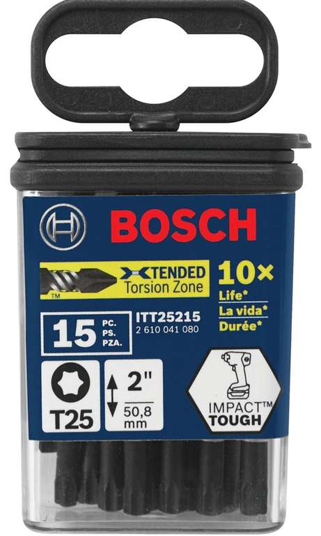 Bosch ITT25215 15 Pc. 2 In. Torx 25 Impact Tough Screwdriving Bit, PRIME