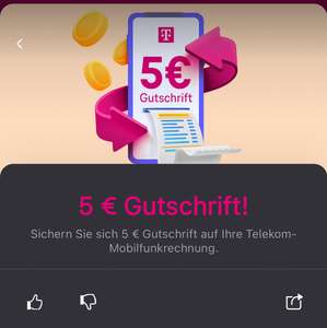 [Telekom Magenta Moments] 5€ Gutschrift bei Zahlung auf Rechnung (ggf. personalisiert)