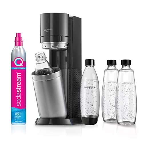 SodaStream Wassersprudler DUO mit CO2-Zylinder, 2x 1L Glasflasche und 2x 1L spülmaschinenfeste Kunststoff-Flasche, Höhe: 44cm,