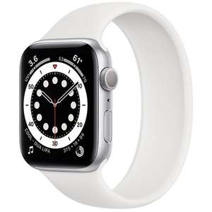 Apple Watch Series 6 GPS Sport 44mm Silber (Silikon Sportarmband Weiß)