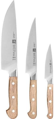 ZWILLING Pro Wood Messerset 3-tlg. für 141,99€ inkl. Versand | SIGMAFORGE Messer | Griff aus Steineichenholz | Drei-Nieten-Design
