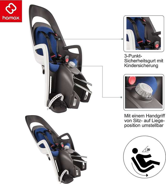 Hamax Caress inkl Adapter Gepäckträger Kindersitz Fahrradsitz