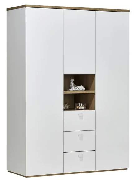 Kleiderschrank Bente 3-türig Weiß – 150/210/60,7 cm, 8 Böden, 3 Schubladen, 1 Stange at Höffner