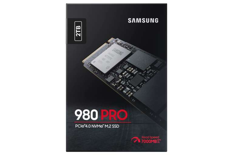 Samsung 980 PRO NVMe M.2 SSD, 2 TB, PCIe 4.0, 7.000 MB/s Lesen, 5.000 MB/s Schreiben, Interne SSD Gaming und Videobearbeitung, MZ-V8P2T0BW