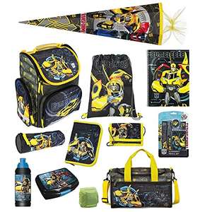 Familando Transformers Bumblebee Schulranzen-Set 16 TLG. mit Federmappe, Sporttasche, große Schultüte 85cm und Regenschutz