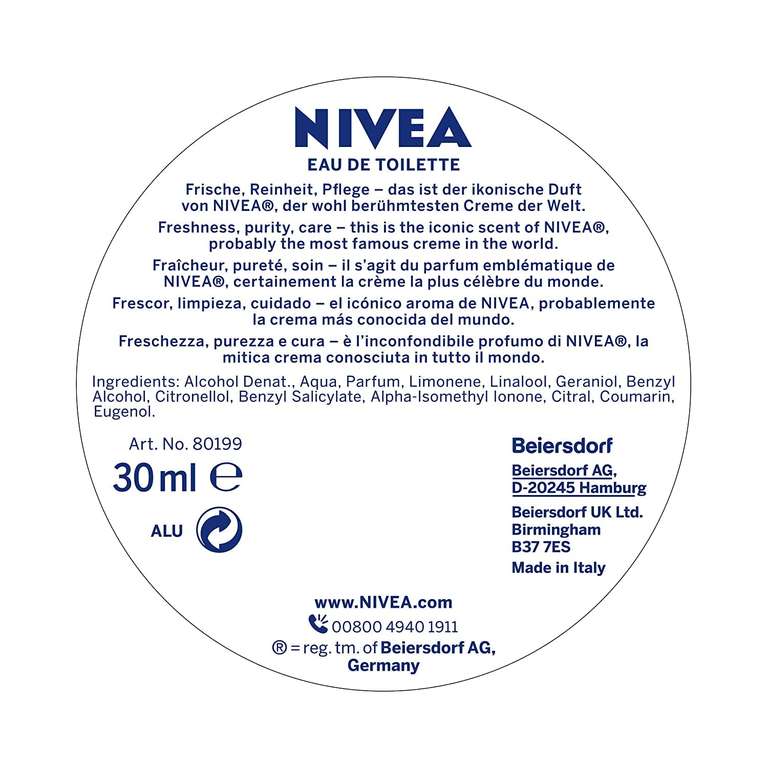 NIVEA Creme Eau de Toilette, NIVEA Parfum mit dem ikonischen Duft der NIVEA Creme (Prime)