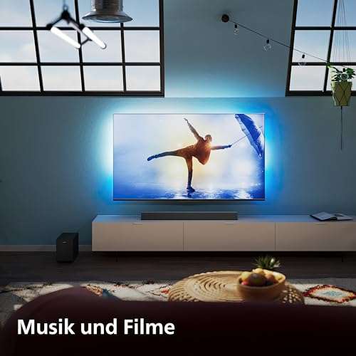 [Amazon] Philips TAB5308/10 Soundbar 2.1 mit kabellosem Subwoofer | 140 W | 4,5" Woofer | 4 EQ-Modi | HDMI ARC | Audio In, Optischer Eingang