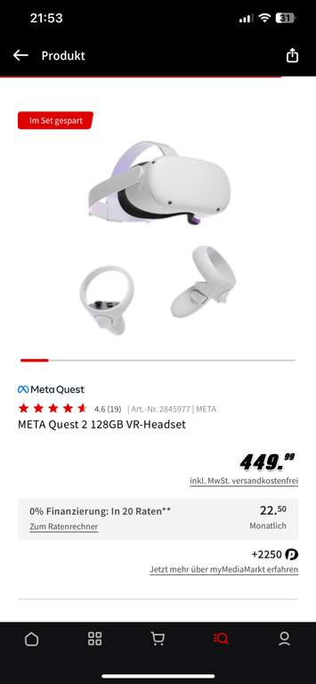 Meta (oculus) quest 2 + gratis quest 2 elite Riemen wert 70€