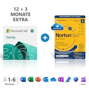 Amazon / Microsoft Office 365 Family / 15 Monate / Norton