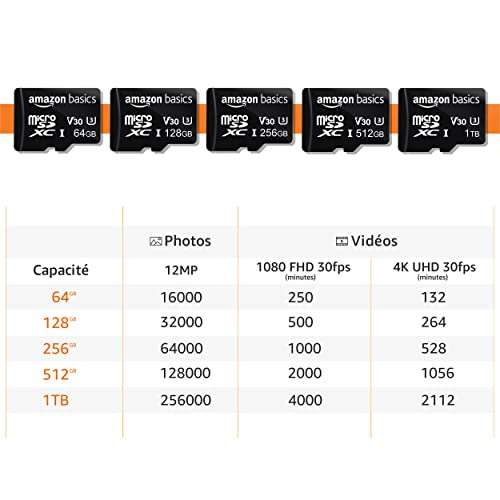 Amazon Basics - MicroSDXC-Speicherkarte, 1 TB, mit SD-, A2-, U3-Adapter, maximale Lesegeschwindigkeit 100 MB/s