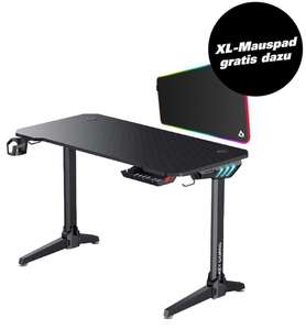 [BUNDLE Aktion] Aukey LY113 Gaming Desk (113x60x74cm, RGB, Halterung & Kabelkanäle) + KM-P7 Mauspad (900x400x4mm, RGB)