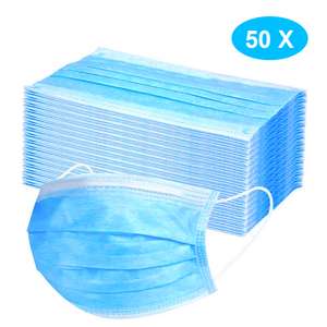 50X Atemschutzmasken Masken, 3 Lagig Maske Hygienemaske Staubschutz Mund Gesichtsmaske Blau