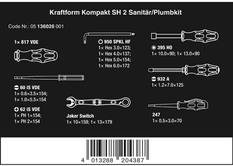 Kraftform Kompakt SH 2 Sanitär/Heizung/Plumbkit, 15-teilig PRIME