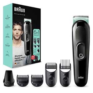 [Amazon Prime] Braun Multi-Grooming-Kit 3, 6-in-1 Barttrimmer und Haarschneider für Haarentfernung, Trimmer/Haarschneidemaschine, 5 Aufsätze