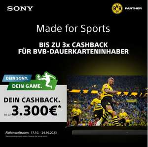 [Lokal Dortmund&Umgebung] Dreifaches Cashback auf Sony Fernseher als BVB Dauerkarteninhaber [Bis zu 3300€]