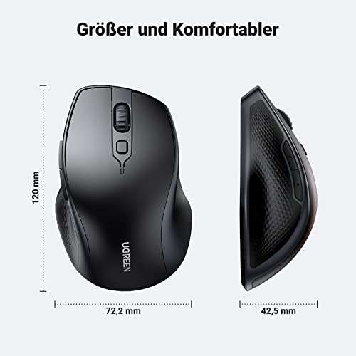 [PRIME] Ugreen Bluetooth Maus (BT 5.0+2.4G Modi, 18 Monate Akkulaufzeit, 4000 DPI) für 22,36€ (statt 28€)
