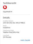 Vodafone Netz, Sim Only: GigaMobil M Allnet/SMS Flat 250GB 5G für 26,66€/Monat | mit GigaKombi 16,66€/Monat und unbegrenzt 5G Daten