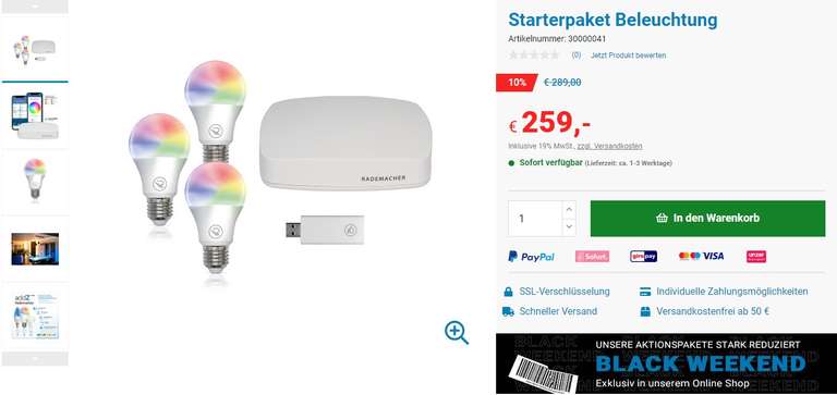 Starterpaket Beleuchtung HomePilot, addZ-Stick, 3x addZ White + Colour E27 LED
