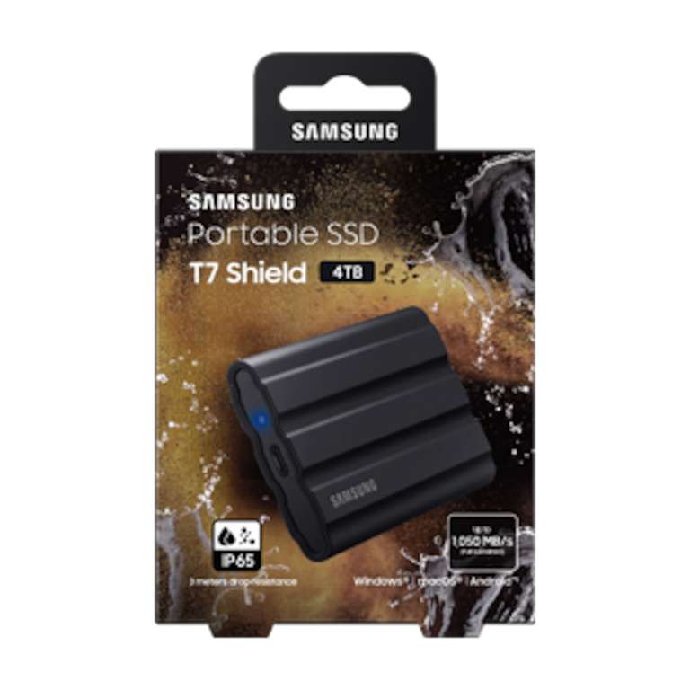 [Cyberport] Samsung Portable SSD T7 Shield 4TB (USB-C, ~960MB/s Lesen & ~870MB/s Schreiben, TLC, Gummiummantelung, IP65) - Bestpreis