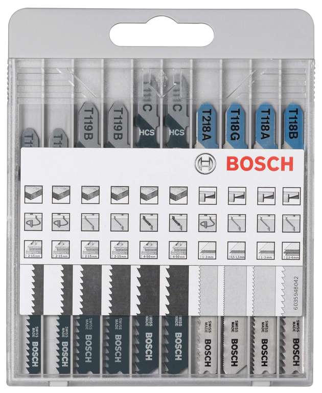 Bosch Professional 10tlg. Stichsägeblatt Set Basic for Wood and Metal (für Holz und Metall, Zubehör Stichsäge) PRIME