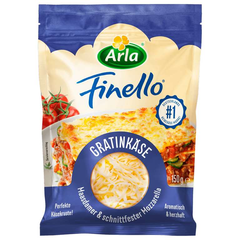 Arla Finello geriebener Käse versch. Sorten für 0,99 € je 150 g Beutel (Angebot + Coupon) [Globus]
