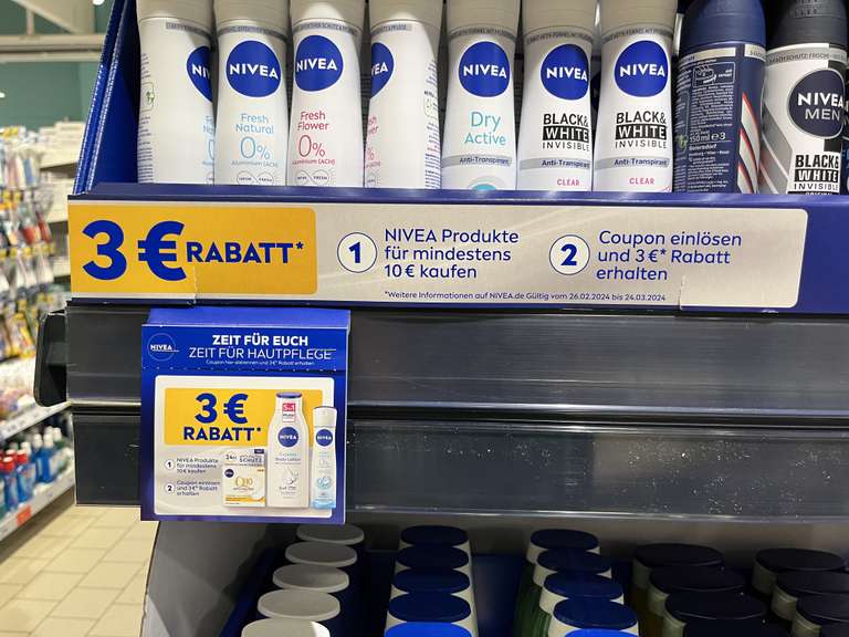 NIVEA Produkte für mindestens 10€ kaufen - Coupon einlösen und 3€ Rabatt erhalten