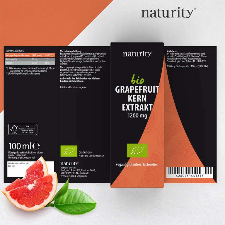 [AMAZON] Bio Grapefruitkernextrakt, 1200 mg 16,99€ statt 18,99€