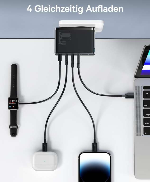 [AliExpress] Baseus 100W USB C Ladegerät, 4 Ports (2xUBS-A/2xUSB-C), PD 3.0, QC 4.0, PPS