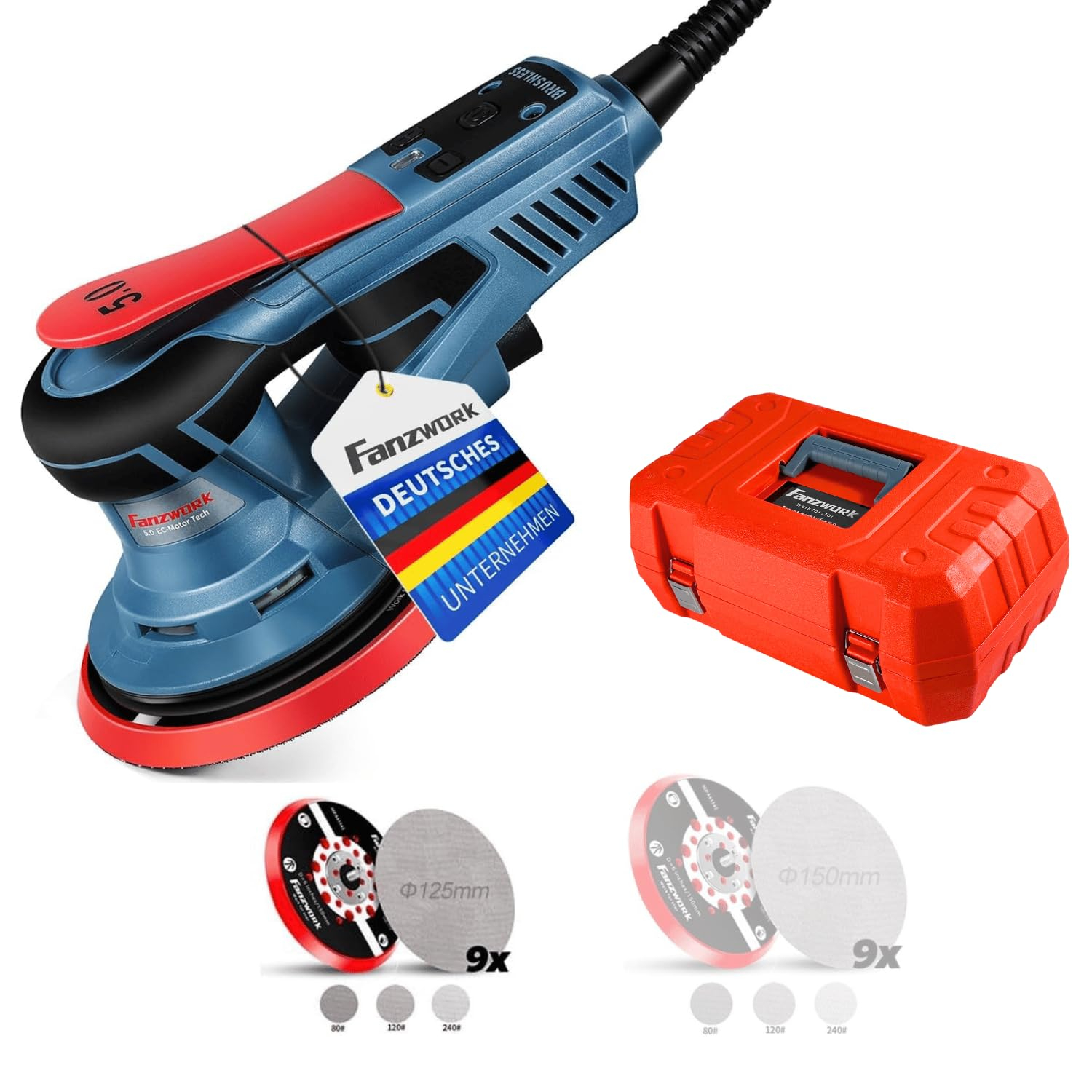 (FANZTOOL@Amazon) Bürstenloser Exzenterschleifer HG0024 (125/150mm set)