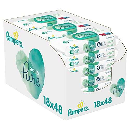 [Amazon, personalisiert] Karton mit 18x48 Pampers Aqua Pure Feuchttücher (die alten!) zu gutem Kurs