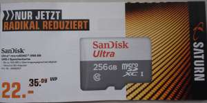 [Saturn] Gutscheinheft SanDisk Ultra microSDXC 256 GB UHS-I Speicherkarte 22€