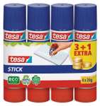 tesa Stick ecoLogo - Geruchsneutraler Klebestift für Papier und Pappe - Lösungsmittelfrei und Umweltschonend - 4 x 20 g (Prime)