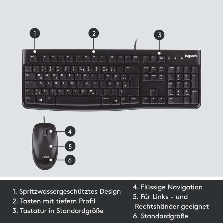 Logitech Kabelgebundenes Set mit Tastatur und Maus (Prime)