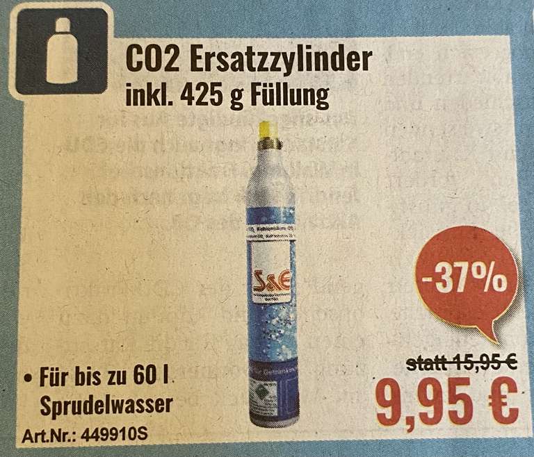 [Lokal Dortmund] CO2 Ersatz-Zylinder, Kartuschen, Flasche 425g für Sodastream