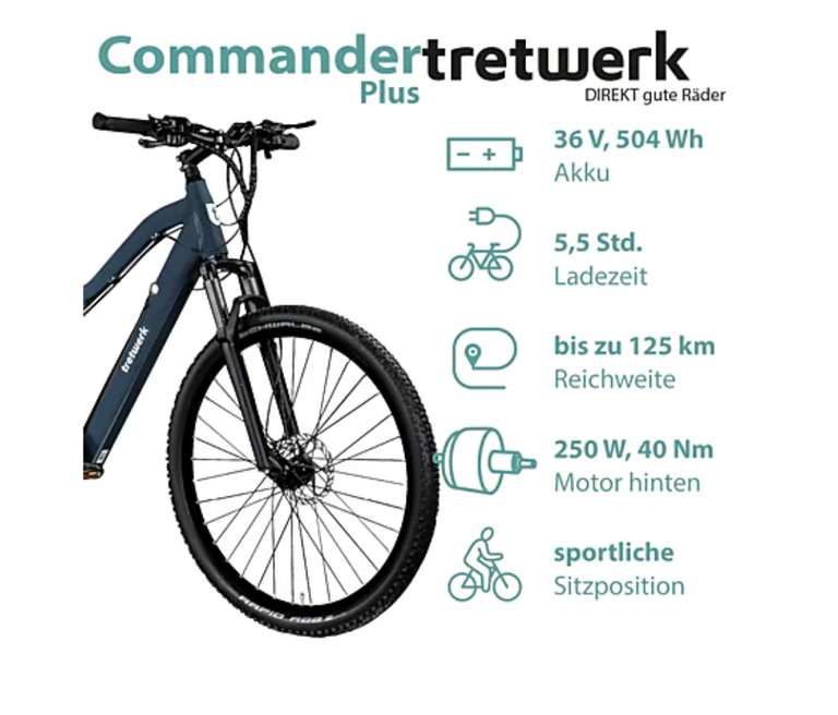 Tretwerk Commander Plus E-Bike 29 504 Wh  silence Langlebig at Netto  Marken-Discount