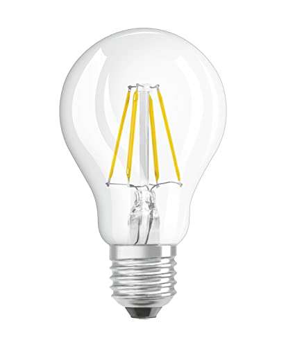 20x OSRAM LED Base Classic A Lampe, in Kolbenform mit E27-Sockel, Nicht Dimmbar, Ersetzt 40 Watt, Filamentstil Klar, Warmweiß - 2700 Kelvin