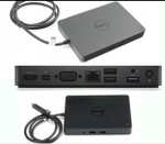 Dell WD15 USB-C-Docking Station mit Netzteil 130W - HDMI, Mini-DisplayPort, VGA, LAN, 5x USB, 2x Klinke - gebraucht/sehr gut