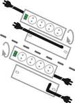 Brennenstuhl Primera-Line, Steckdosenleiste 8-Fach (Mehrfachsteckdose mit Schalter und 2m Kabel, 90° Anordnung der Steckdosen) [Prime]