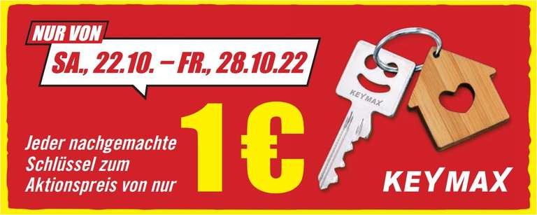 Jeder nachgemachte Schlüssel zum Aktionspreis von 1 Euro [ B1 Discount Baumarkt ]