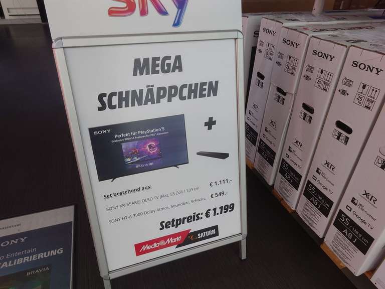 [Lokal Karlsruhe Saturn Durlach] Sony XR 55a80j OLED + HT A3000 Soundbar