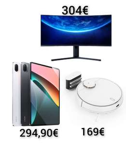 [mi.com] Xiaomi Mi Curved Gaming 34" 304€ / Xiaomi Pad 5 128GB 294,90€ / Robot Vacuum-Mop 2S 169€