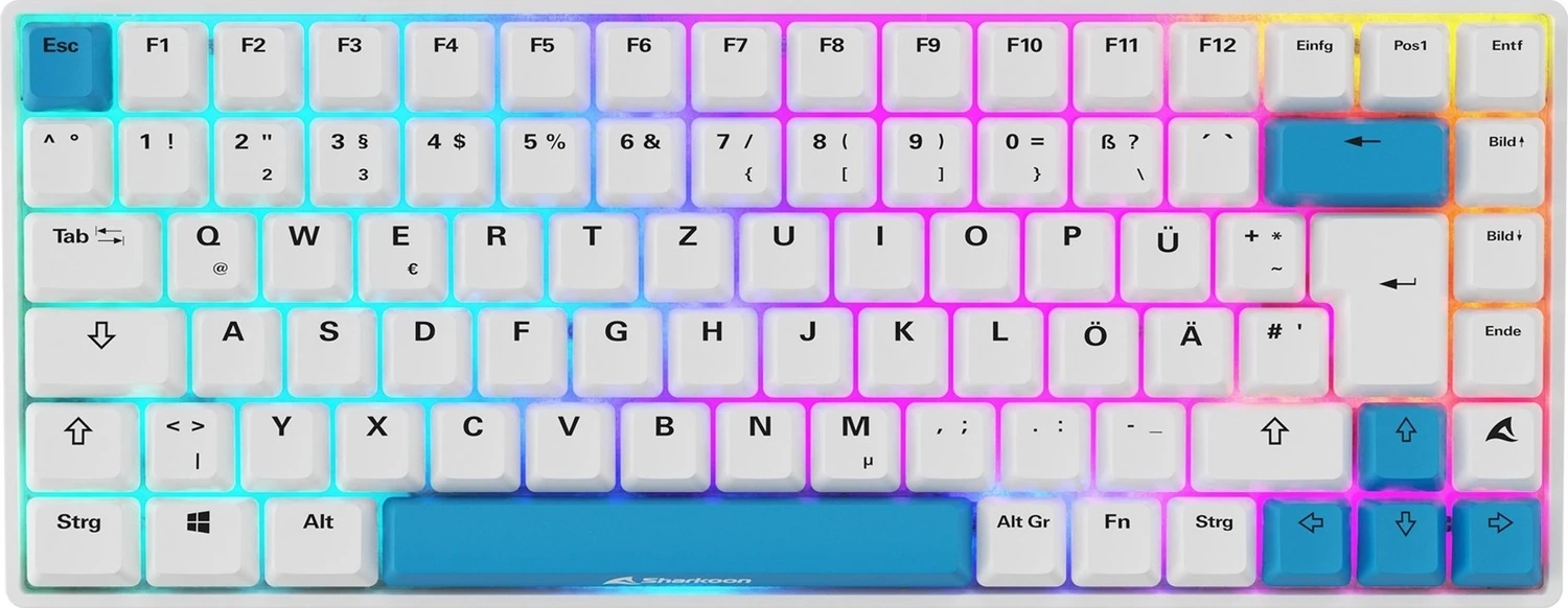 Sharkoon Skiller SGK50 S3 PBT (weiß oder schwarz) Gateron G Pro 3.0 V3 YELLOW, hot swap, USB, DE, QMK/VIA, RGB; Tastatur, Gaming-Keyboard