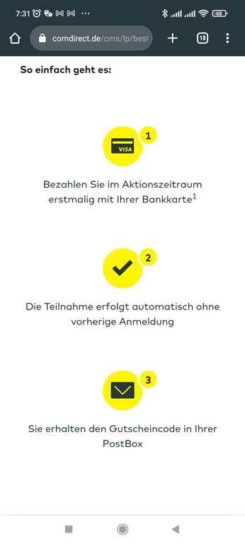 [Comdirect] 10€ Best Choice Gutschein bei erstmaligem Einsatz der Bankkarte | personalisiert