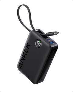 Anker Powerbank 20.000mAh, 22.5W Leistung, Externer Akku mit integriertem USB-C Kabel, 1x USB-C, 1x USB-A