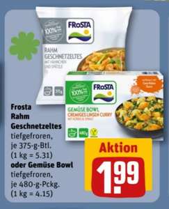 FRoSTA Fertiggerichte Rahm Geschnetzeltes mit Hähnchen und Spätzle (375g) oder Gemüse Bowl (480g) Packung für 1,99€