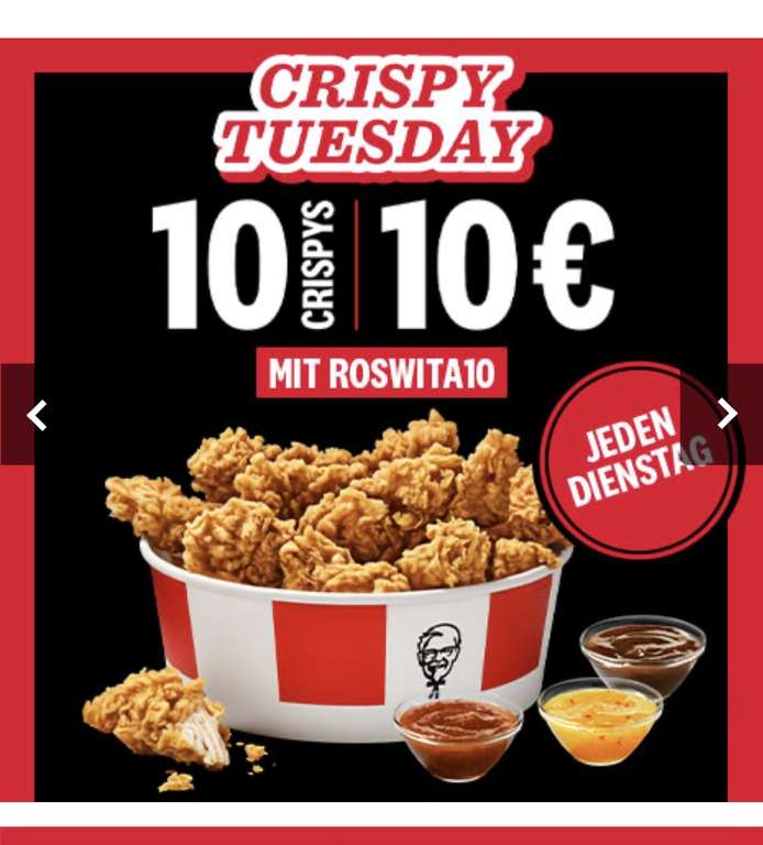 10 Crispys für 10€ kfc Dienstag